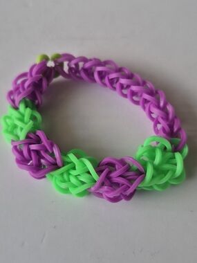 Elastic Bracelet - Purple & Neon Green **Customizable**